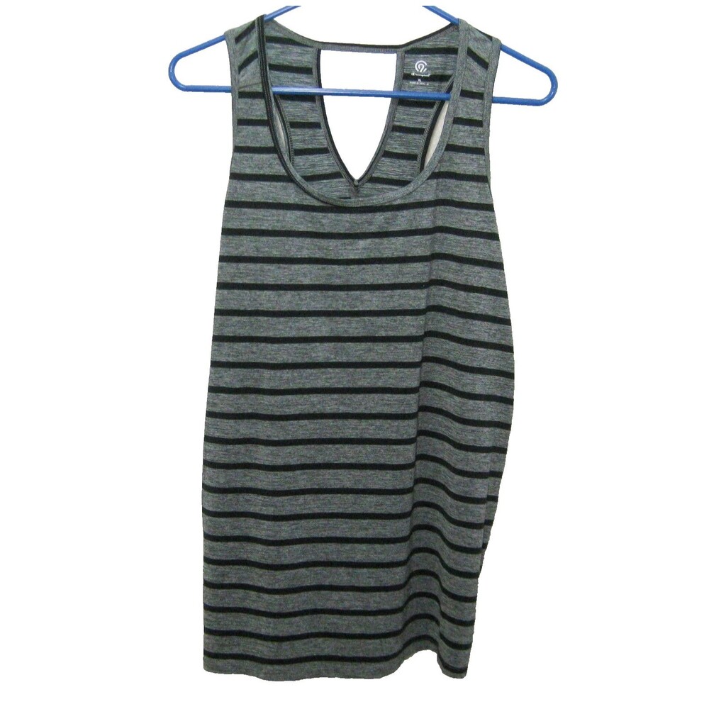 Champion Tank Top Womens XL Gray Striped Sleeveless Shirt Top Gym Fitness Summer